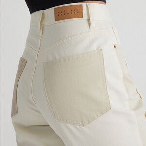 Pacsun Eco Off White Patchwork Dad Jeans